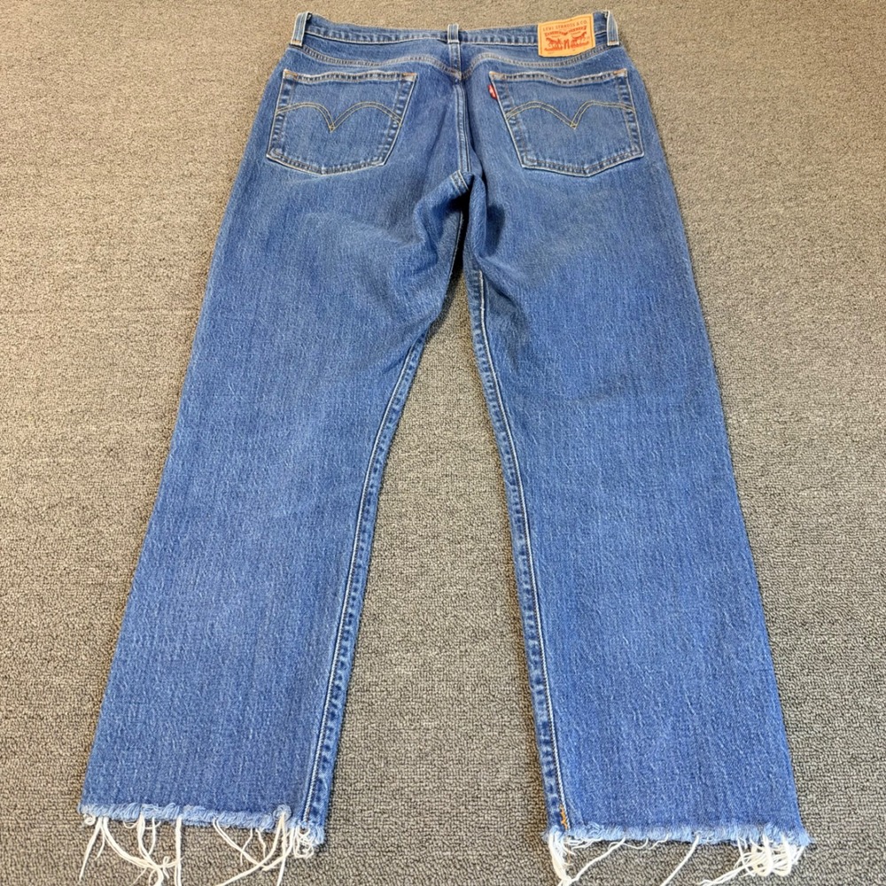 Levis 501 Original Fit Straight Leg Jeans Blue Raw Hem W30 L26 Casual Minimalist
